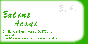 balint acsai business card